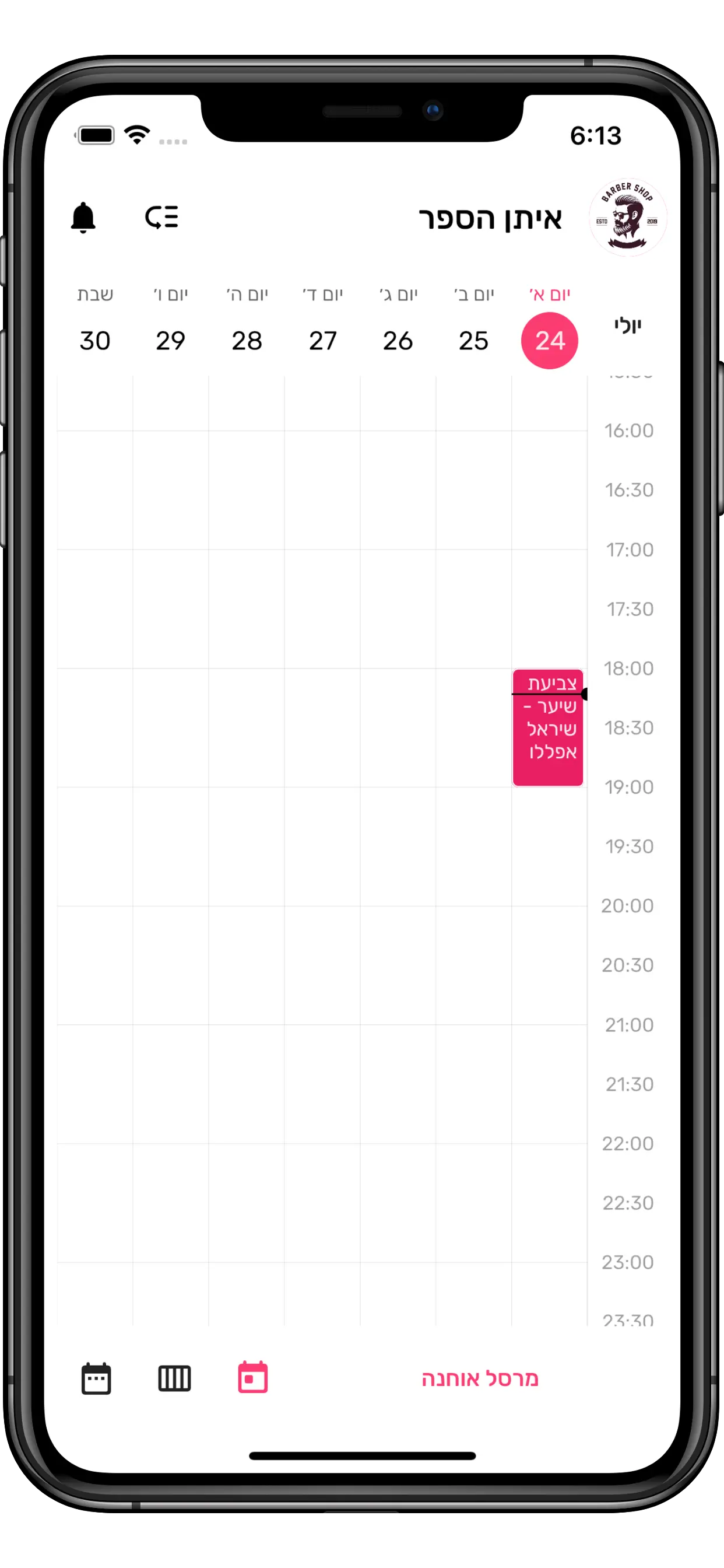 תפריט לדוגמא - מסך ראשי